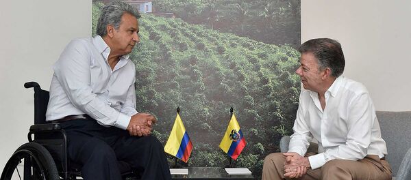 El presidente de Ecuador, Lenín Moreno, y el presidente de Colombia, Juan Manuel Santos - Sputnik Mundo