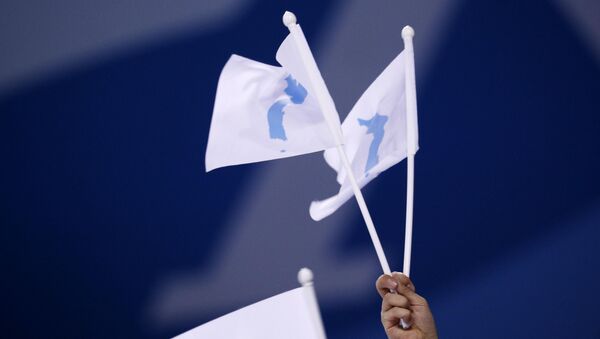 Las banderas de la península de Corea Las banderas de la península de Corea - Sputnik Mundo