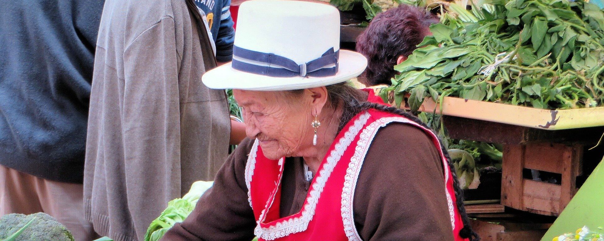 Mujer rural vende en un mercado en Ecuador - Sputnik Mundo, 1920, 14.10.2020