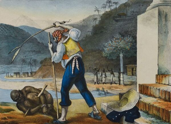 En la época de la colonia, los esclavos en Brasil estaban sometidos a una situación de vejaciones y castigos, como se ve en este cuadro de Jean-Baptiste Debret (1768-1848) En la época de la colonia, los esclavos en Brasil estaban sometidos a una situación de vejaciones y castigos, como se ve en este cuadro de Jean-Baptiste Debret (1768-1848) - Sputnik Mundo