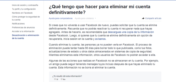 Cuarto paso del tutorial para eliminar tu cuenta de Facebook - Sputnik Mundo