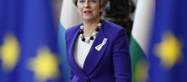 Theresa May, primera ministra de Reino Unido, durante el foro de los líderes de países miembros de la Unión Europea en Bruselas, Bélgica, 22 de maro de 2018 - Sputnik Mundo