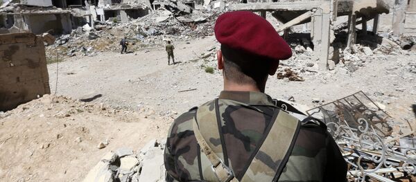 Los militares sirios en Guta Oriental, Siria - Sputnik Mundo
