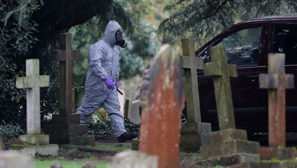 Un miembro de la unidad forense británica inspecciona el cementerio en Salisbury, Reino Unido (archivo) - Sputnik Mundo