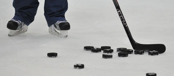 El palo de hockey y los discos (imagen referencial) - Sputnik Mundo