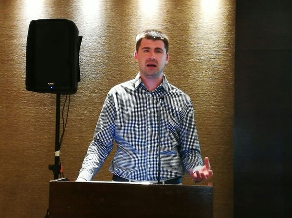 Serguéi Ozhegov, director general de SearchInform, en la conferencia de la empresa en Buenos Aires.  - Sputnik Mundo