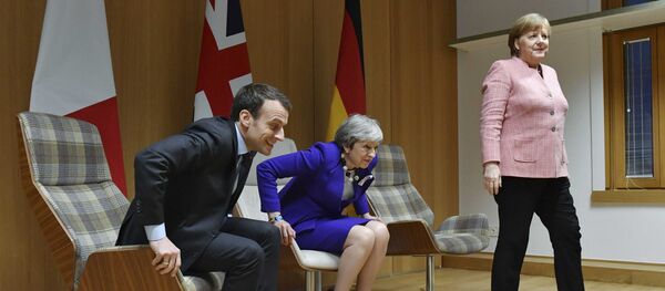 Presidente de Francia, Emmanuel Macron, primera ministra del Reino Unido, Theresa May y canciller de Alemania, Angela Merkel Presidente de Francia, Emmanuel Macron, primera ministra del Reino Unido, Theresa May y canciller de Alemania, Angela Merkel - Sputnik Mundo