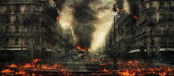 Una ciudad en llamas (ilustración) - Sputnik Mundo