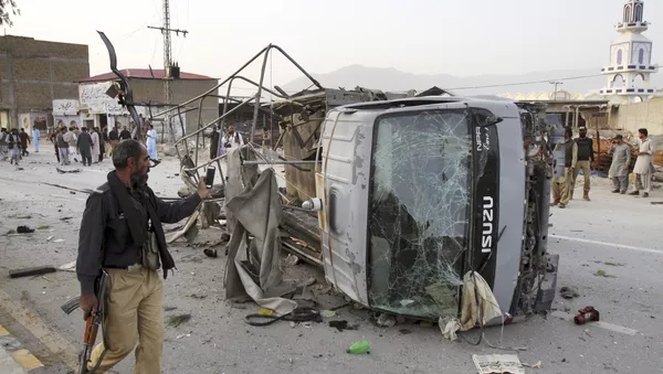 El lugar de la explosión en Quetta, Pakistán