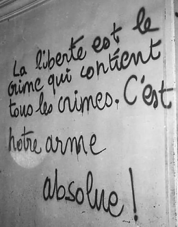 Consigna del Mayo francés 1968: La liberté est le crime qui contient tous les crimes (La libertad es el crimen que contiene todos los crímenes) Consigna del Mayo francés 1968: La liberté est le crime qui contient tous les crimes (La libertad es el crimen que contiene todos los crímenes) - Sputnik Mundo
