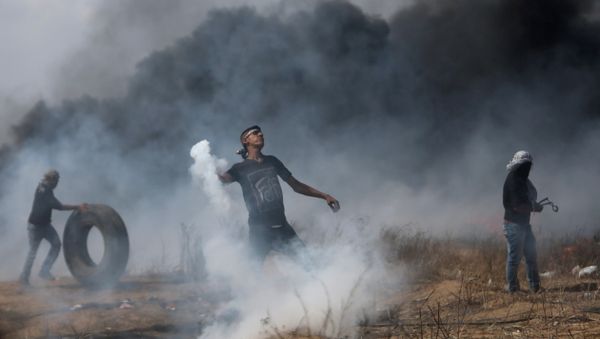 Protestas de los palestinos de Gaza en la frontera con Israel Protestas de los palestinos de Gaza en la frontera con Israel - Sputnik Mundo