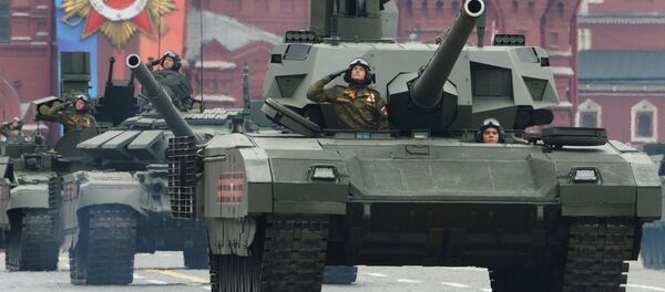 Vehículos blindados T-14 Armata durante el ensayo general del Desfile de la Victoria - Sputnik Mundo