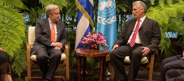 António Guterres, secretario general de la ONU, y Miguel Díaz-Canel, presidente de Cuba - Sputnik Mundo