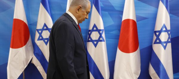 El primer ministro de Israel, Benjamin Netanyahu, durante la visita de su homólogo japonés, Shinzo Abe, en Jerusalén - Sputnik Mundo