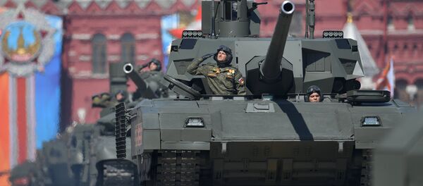 Vehículos blindados T-14 Armata durante el ensayo general del Desfile de la Victoria - Sputnik Mundo