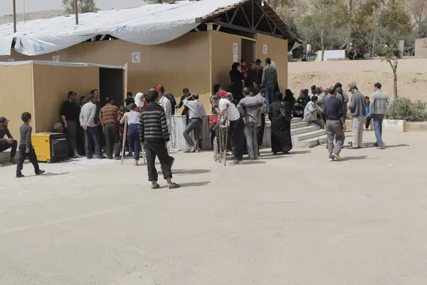 Uno de los campamentos para refugiados en los que vivían los desplazados de Guta Oriental Uno de los campamentos para refugiados en los que vivían los desplazados de Guta Oriental