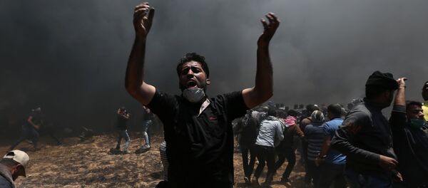 Los palestinos de la Franja de Gaza protestan contra el traslado de la Embajada de EEUU a Jerusalén - Sputnik Mundo