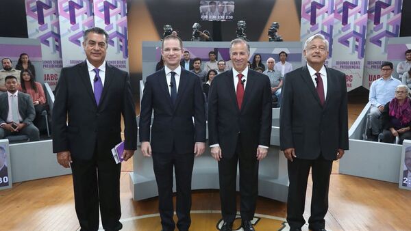 Jaime Rodriguez Calderon, Ricardo Anaya, Jose Antonio Meade y Andres Manuel Lopez Obrador en Tijuana durante el segundo debate. - Sputnik Mundo