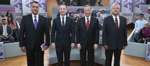 Jaime Rodriguez Calderon, Ricardo Anaya, Jose Antonio Meade y Andres Manuel Lopez Obrador en Tijuana durante el segundo debate. - Sputnik Mundo
