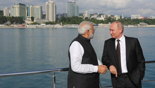 Primer ministro indio, Narendra Modi, y presidente de Rusia, Vladímir Putin - Sputnik Mundo