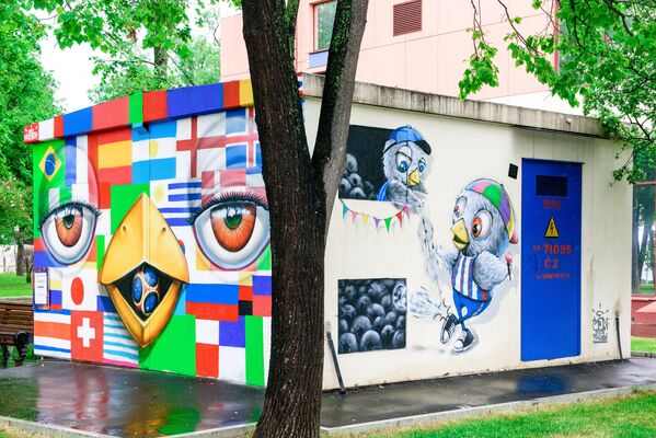 Cacatúas y fútbol espacial: descubre los grafitis más creativos, dedicados al Mundial de Rusia 2018 - Sputnik Mundo