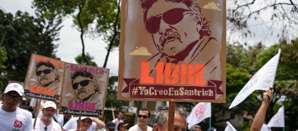 Partidarios del exguerrillero colombiano Jesús Santrich - Sputnik Mundo