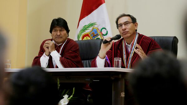 Presidente de Bolivia, Evo Morales, presidente peruano Martín Vizcarra (Archivo) Presidente de Bolivia, Evo Morales, presidente peruano Martín Vizcarra (Archivo) - Sputnik Mundo