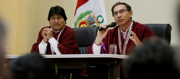Presidente de Bolivia, Evo Morales, presidente peruano Martín Vizcarra (Archivo) Presidente de Bolivia, Evo Morales, presidente peruano Martín Vizcarra (Archivo) - Sputnik Mundo