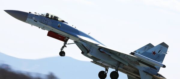 Un Su-35 en la competición aérea Aviadarts 2018 - Sputnik Mundo