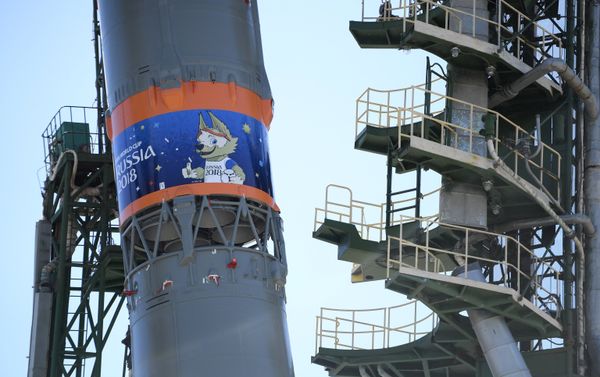 El cohete Soyuz-FG con la imagen del Mundial El cohete Soyuz-FG con la imagen del Mundial - Sputnik Mundo