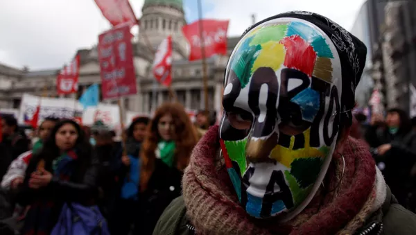 Manifestación a favor del aborto en Argentina