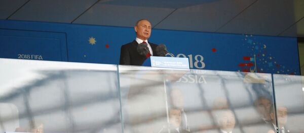 El presidente de Rusia, Vladímir Putin, durante la apertura del Mundial 2018 - Sputnik Mundo