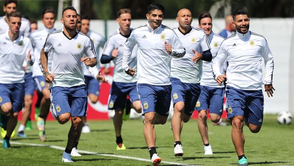 La selección argentina durante el entrenamiento La selección argentina durante el entrenamiento - Sputnik Mundo