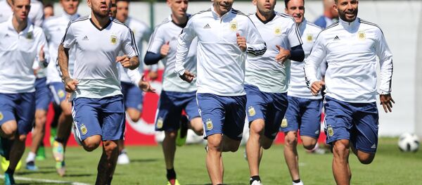 La selección argentina durante el entrenamiento La selección argentina durante el entrenamiento - Sputnik Mundo