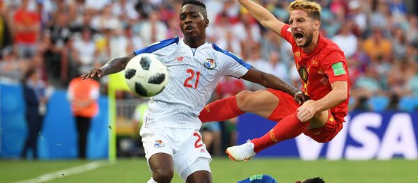 Futbolistas durante el partido entre Panamá y Bélgica - Sputnik Mundo