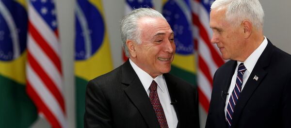 El presidente de Brasil, Michel Temer, y el vicepresidente de EEUU, Mike Pence - Sputnik Mundo