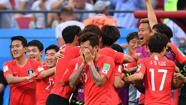 Selección de Corea del Sur tras el partido contra Alemania Selección de Corea del Sur tras el partido contra Alemania - Sputnik Mundo