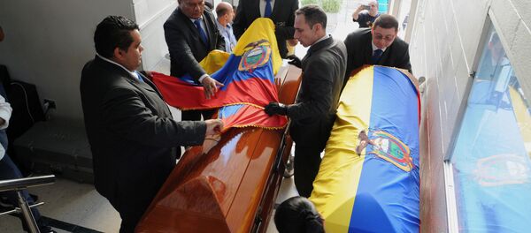 Ataúdes para los cuerpos de periodistas asesinados en Colombia - Sputnik Mundo