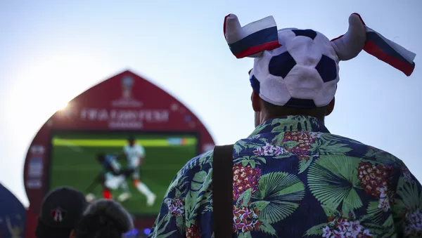 Un hincha, viendo el partido en fan zone - Sputnik Mundo