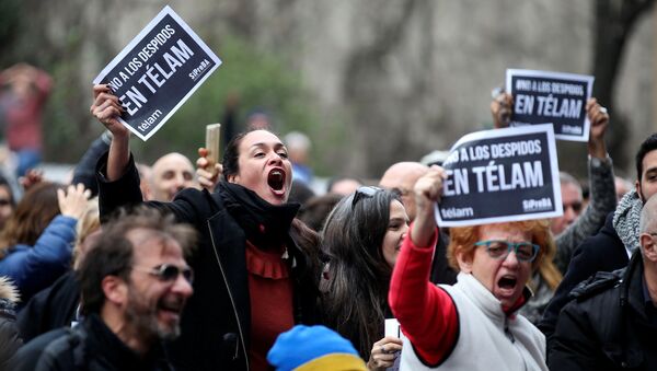 Protestas contra los despidos de Télam en Buenos Aires, Argentina - Sputnik Mundo