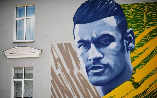 El retrato-grafiti de Neymar en Kazán - Sputnik Mundo