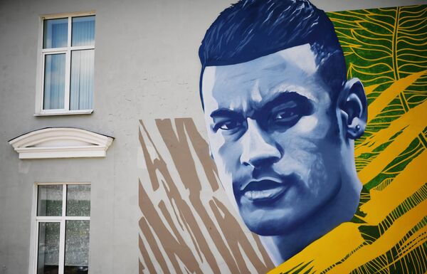 El retrato-grafiti de Neymar en Kazán  - Sputnik Mundo