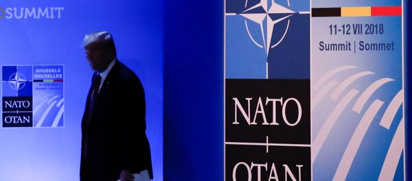 Presidente de EEUU, Donald Trump, durante la cumbre de la OTAN - Sputnik Mundo