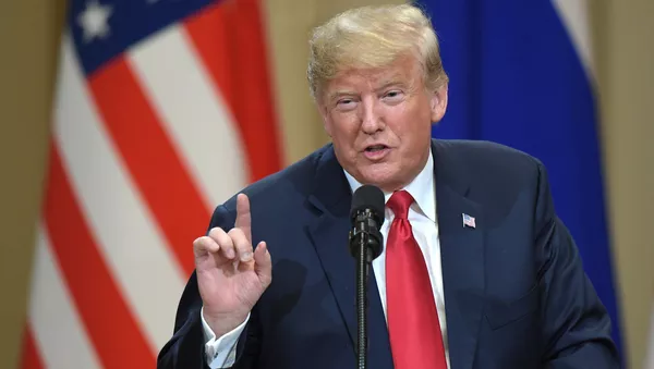 El presidente de Estados Unidos, Donald Trump, durante la reunión con su homólogo ruso, Vladímir Putin