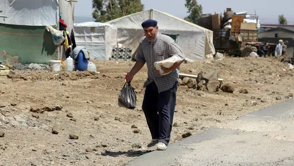 Un desplazado en un campo de refugiados en Siria