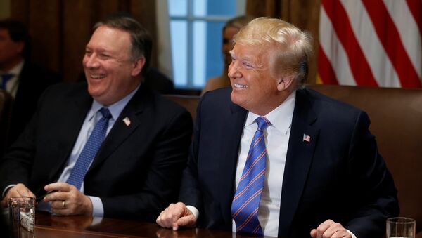 Secretario de Estado de EEUU, Mike Pompeo, y el presidente de EEUU, Donald Trump - Sputnik Mundo