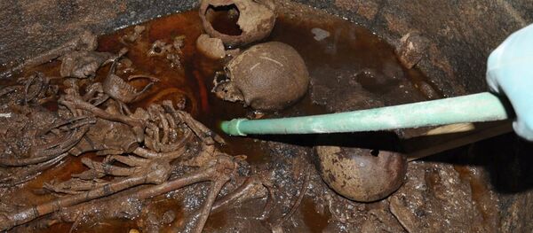 Interior del sarcófago negro hallado en Egipto - Sputnik Mundo