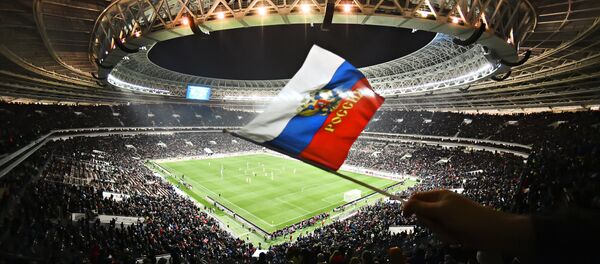 Bandera de Rusia en el estadio Luzhnikí en Moscú - Sputnik Mundo