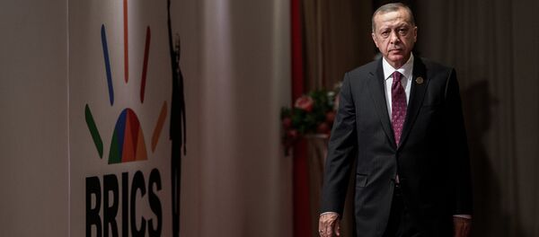 El presidente de Turquía, Recep Tayyip Erdogan, durante la cumbre de los BRICS en Johannesburgo El presidente de Turquía, Recep Tayyip Erdogan, durante la cumbre de los BRICS en Johannesburgo - Sputnik Mundo