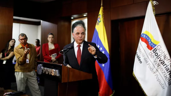 Manuel Quevedo, el ministro de Petróleo venezolano y el presidente de la compañía petrolera PDVSAA
